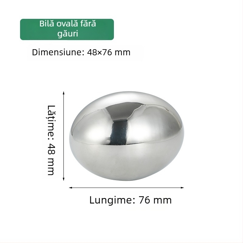 Minge ovală din oțel inoxidabil, goală, în formă de ou, lustruită la oglindă, minge metalică premium pentru balustrade