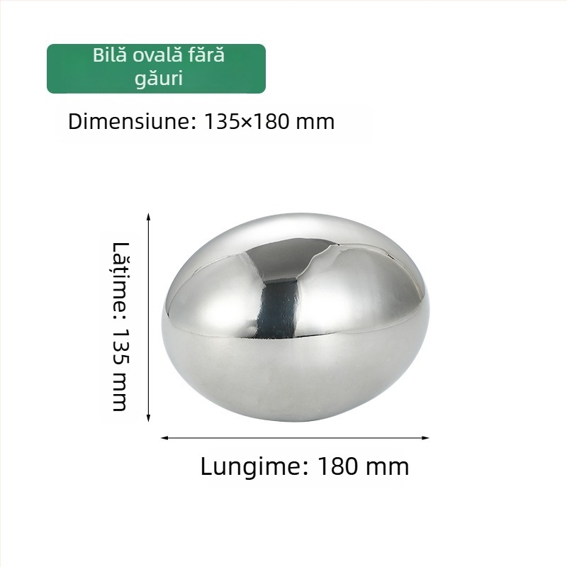 Minge ovală din oțel inoxidabil, goală, în formă de ou, lustruită la oglindă, minge metalică premium pentru balustrade