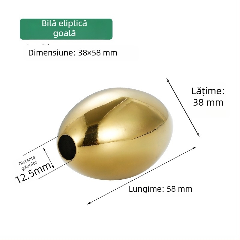Minge ovală din oțel inoxidabil, goală, în formă de ou, lustruită la oglindă, minge metalică premium pentru balustrade