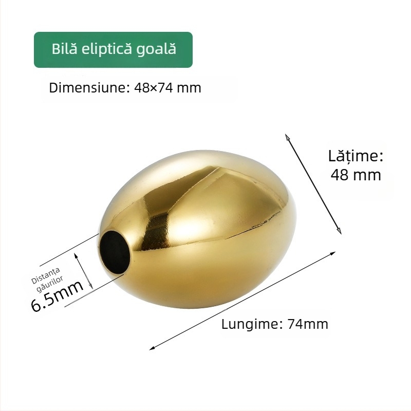 Minge ovală din oțel inoxidabil, goală, în formă de ou, lustruită la oglindă, minge metalică premium pentru balustrade