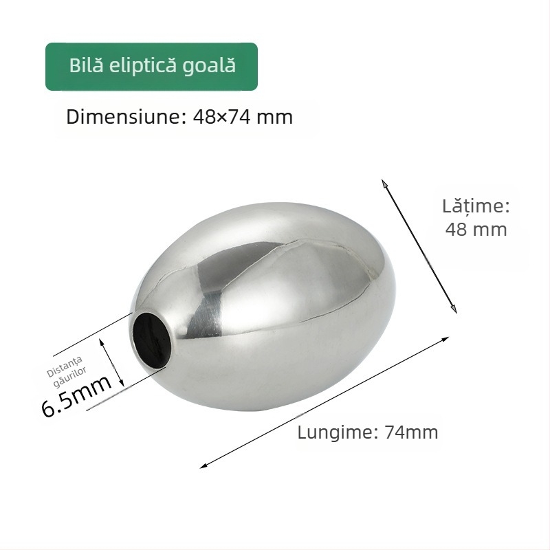 Minge ovală din oțel inoxidabil, goală, în formă de ou, lustruită la oglindă, minge metalică premium pentru balustrade