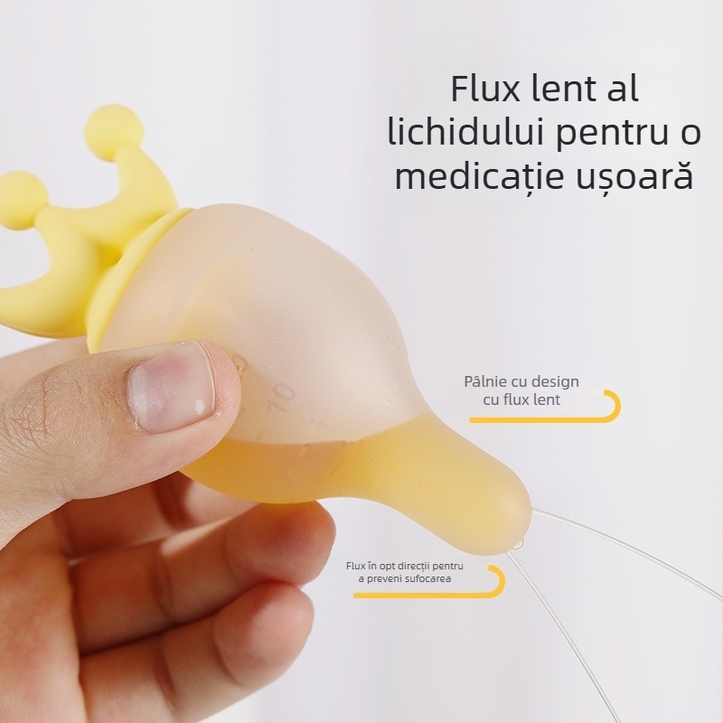 Doser de medicamente din silicon pentru bebeluți – dozator de apă în formă de mamelon, previne înecarea