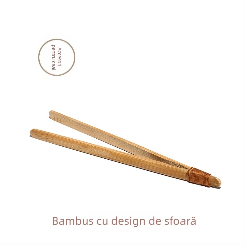 Accesorii din bambus pentru ceremonia ceaiului: clips pentru ceașcă și pensetă pentru ceai, componente Gongfu tea set