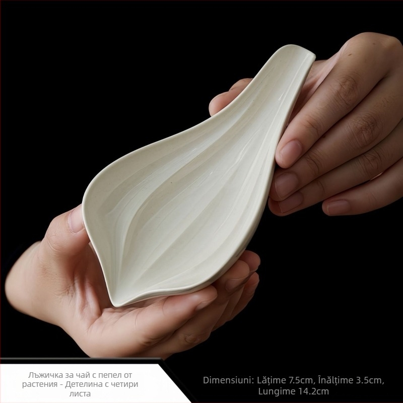 Lingură de ceai ceramică cu glazură din cenușă de plante, lucrată manual pentru aprecierea ceaiului și trezirea aromei, accesoriu pentru ceremonia Gongfu
