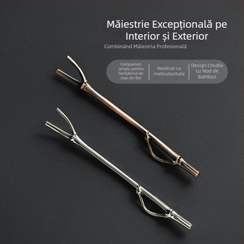 Furcă pentru ceainic din bambus, capac din fier, clips din aliaj și clip anti-arzire — accesorii Kung Fu ceai