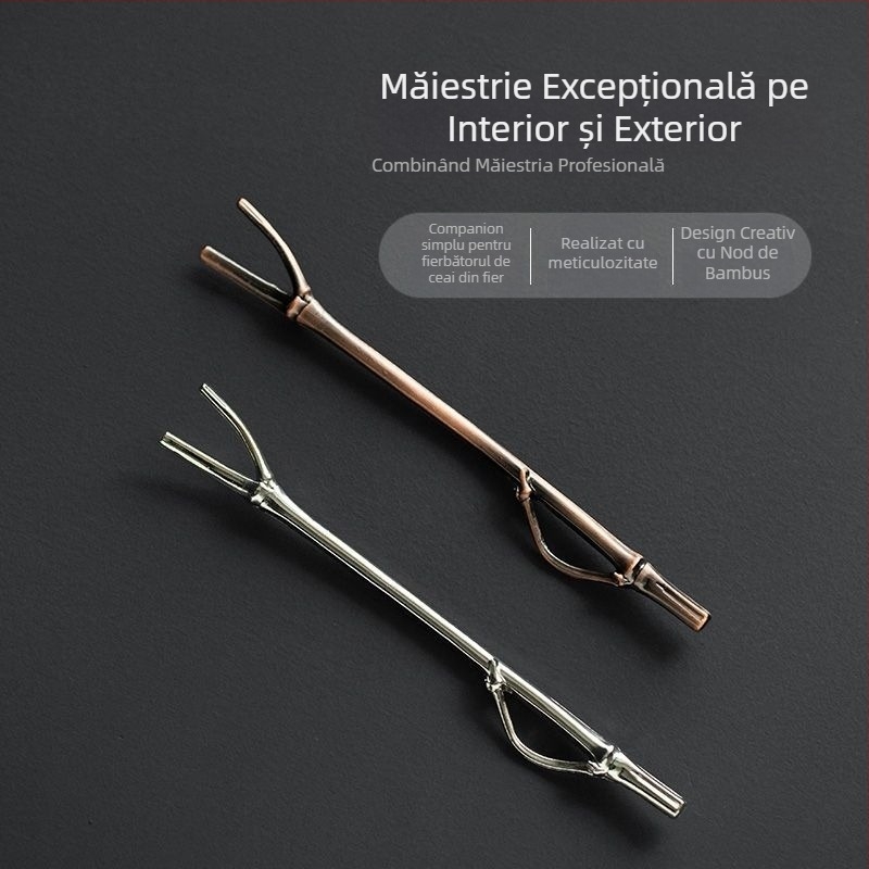 Furcă pentru ceainic din bambus, capac din fier, clips din aliaj și clip anti-arzire — accesorii Kung Fu ceai