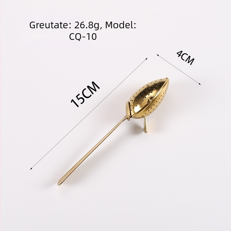 Filtru de ceai din oțel inoxidabil 304, formă ou, mâner drept, separator pătrat pentru ceai și filtru pentru sediment