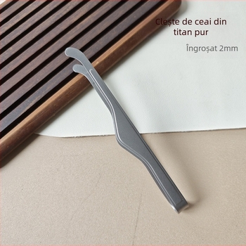 Clip pentru ceai din titan pur și pensetă pentru ceai, grosime 2 mm, accesorii pentru ceremonia ceaiului, pentru uz casnic, clips antiderapant pentru ceașcă, unealtă de infuzare a ceaiului