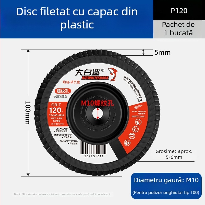 Disc de polisare industrial pentru polizor unghiular – disc de polisare îngroșat, șmirghel din oțel inoxidabil