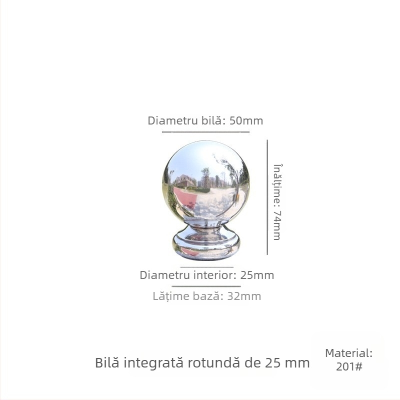 Sferă goală din oțel inoxidabil 304 cu bază pentru balustrade de scări, stâlpi de ușă și garduri