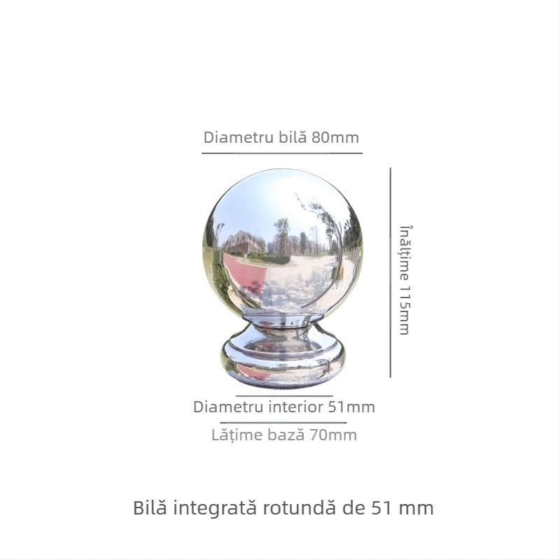 Sferă goală din oțel inoxidabil 304 cu bază pentru balustrade de scări, stâlpi de ușă și garduri