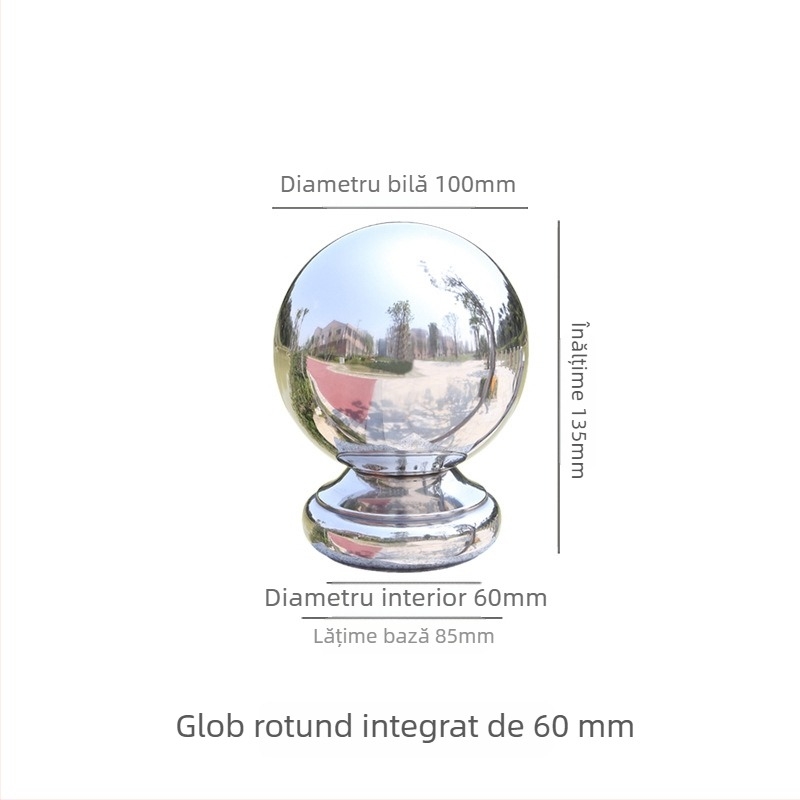Sferă goală din oțel inoxidabil 304 cu bază pentru balustrade de scări, stâlpi de ușă și garduri