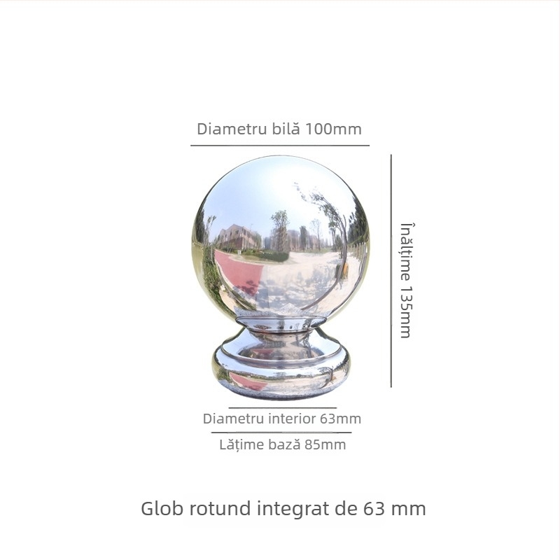 Sferă goală din oțel inoxidabil 304 cu bază pentru balustrade de scări, stâlpi de ușă și garduri