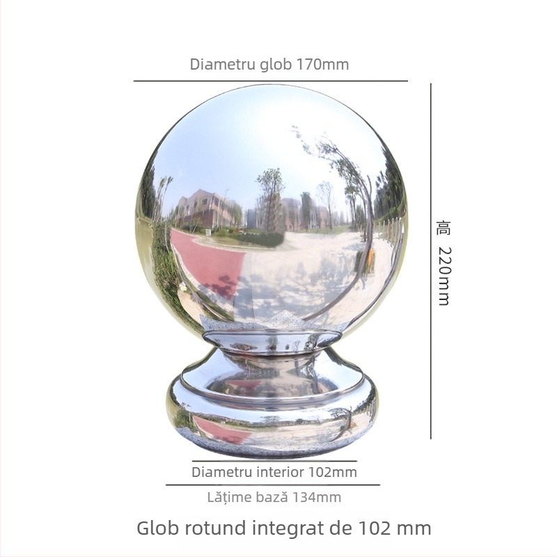 Sferă goală din oțel inoxidabil 304 cu bază pentru balustrade de scări, stâlpi de ușă și garduri