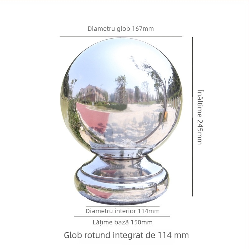Sferă goală din oțel inoxidabil 304 cu bază pentru balustrade de scări, stâlpi de ușă și garduri