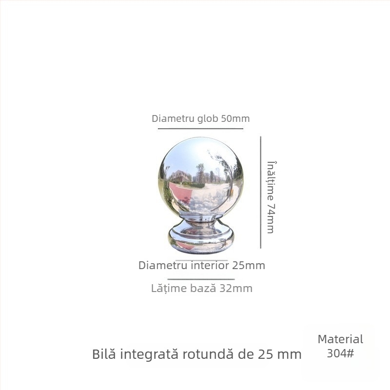 Sferă goală din oțel inoxidabil 304 cu bază pentru balustrade de scări, stâlpi de ușă și garduri