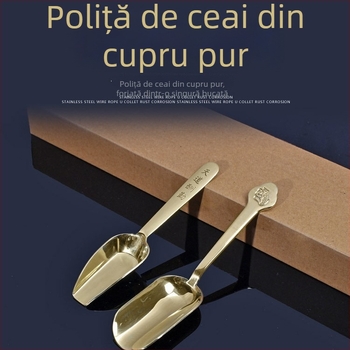 Set din cupru pentru ceai: linguriță de ceai, lingură pentru ceai, linguriță pentru frunze de ceai, accesorii pentru ceremonia ceaiului Six Gentlemen