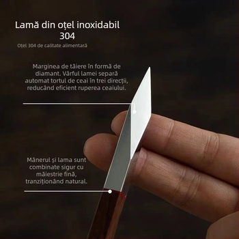 Set de ceai din lemn de abanos: cuțit de ceai, ac de ceai pătrat, con de ceai, deschizător Pu'er din oțel inoxidabil, accesorii pentru ceremonia ceaiului