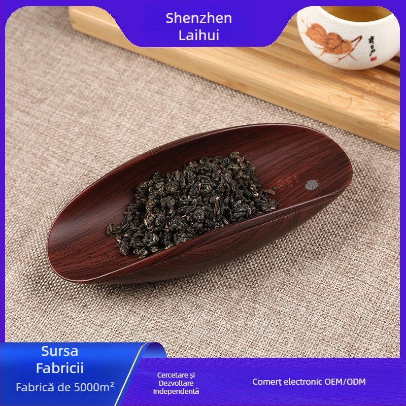 Cântar electronic pentru ceai, finisaj cu nuanță lemnoasă, corp din rășină, dimensiuni 16,5 x 7 x 2,5 cm, greutate 220 g, cu cutie cadou