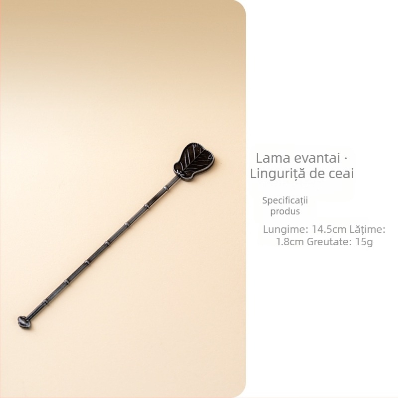Accesorii pentru ceremonia ceaiului, în formă de evantai de banană, incluzând linguriță, spatulă și lingură de ceai