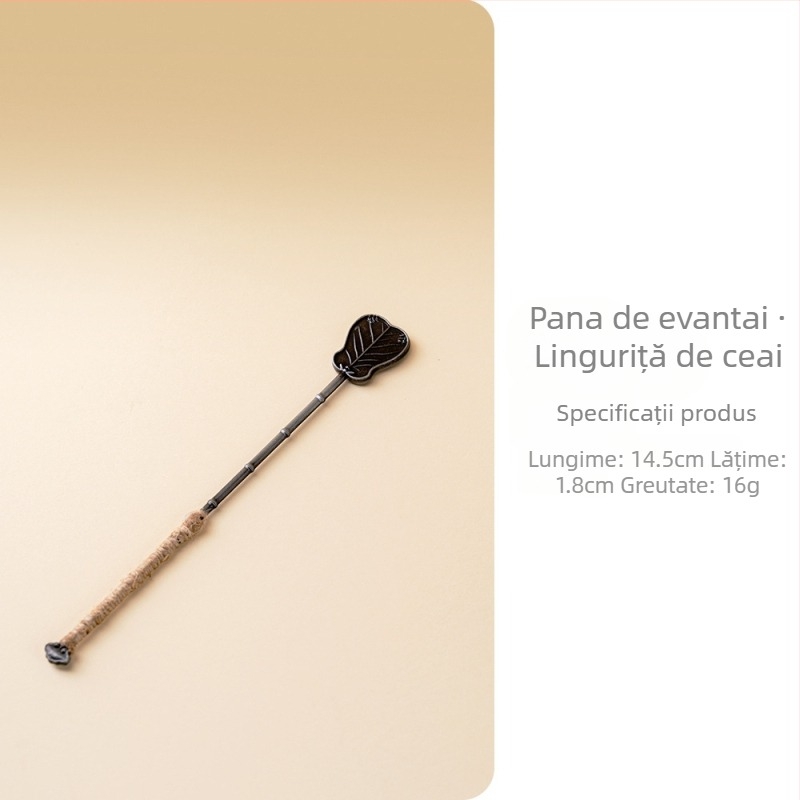 Accesorii pentru ceremonia ceaiului, în formă de evantai de banană, incluzând linguriță, spatulă și lingură de ceai
