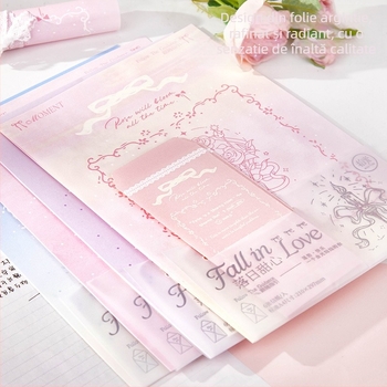 Set A4 de hârtie pentru scris și plicuri – Seria Sunset Sweetheart – Cuplu studențesc romantic, artistic, pentru confesiune de sărbători