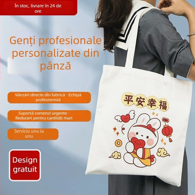 Geantă din pânză cu logo personalizat, tote premium pentru expoziții, geantă de cumpărături ecologică, la gros