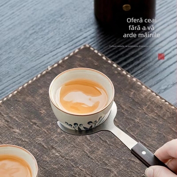 Set ceremonie ceai Six Gentlemen din lemn de abanos, cu accesorii din aluminiu, inclusiv tub de ceai și clips pentru uz casnic, de înaltă calitate.