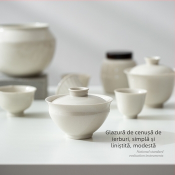 Castron mare cu capac din porțelan alb pentru prepararea ceaiului acasă, ceramică japoneză lucrată manual, nu se încălzește la atingere