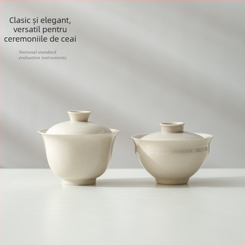 Castron mare cu capac din porțelan alb pentru prepararea ceaiului acasă, ceramică japoneză lucrată manual, nu se încălzește la atingere