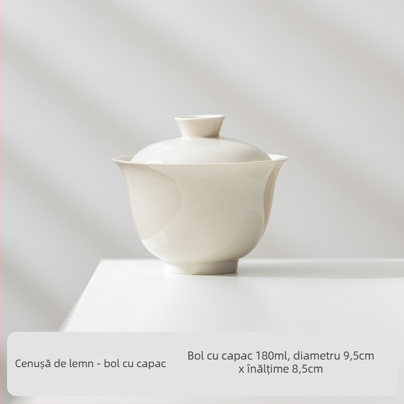 Castron mare cu capac din porțelan alb pentru prepararea ceaiului acasă, ceramică japoneză lucrată manual, nu se încălzește la atingere