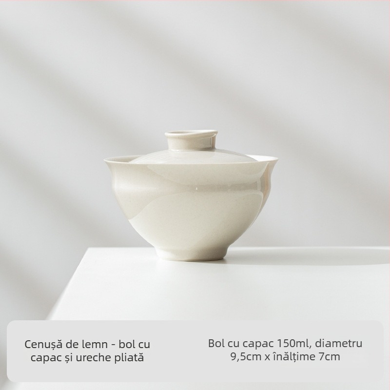 Castron mare cu capac din porțelan alb pentru prepararea ceaiului acasă, ceramică japoneză lucrată manual, nu se încălzește la atingere