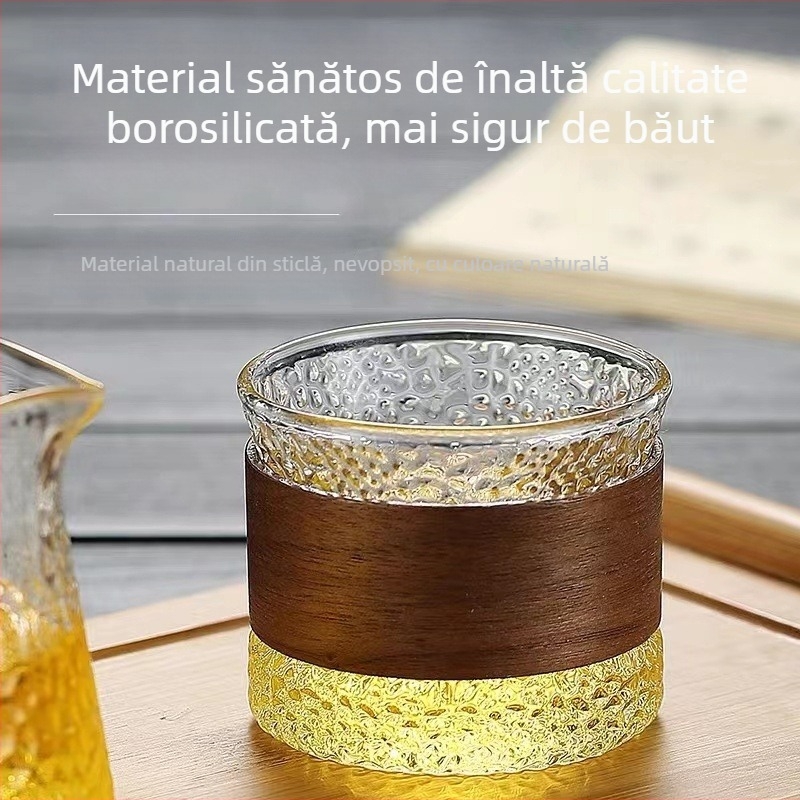 Ceșcuță de ceai din sticlă cu model ciocănit, stil japonez, rezistentă la căldură, ceașcă mică de degustare