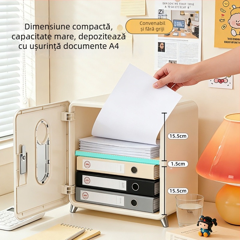 Cutie de depozitare pentru birou — documente, bijuterii și obiecte, cu lacăt cu parolă; organizator de fișiere, depozitare de lux