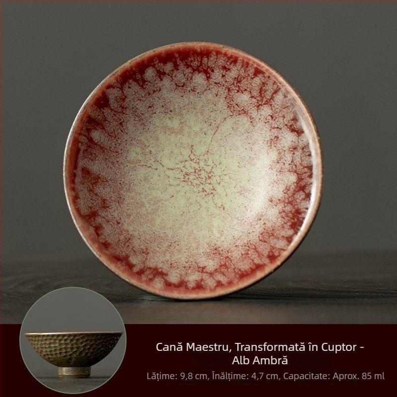 Ceașcă de ceai ceramică conică, glazură de cuptor, stil tradițional, o singură ceașă