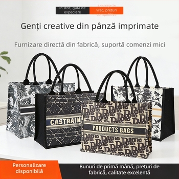 Geantă tote din pânză, personalizată, potrivită pentru ieșiri și la serviciu, cu capacitate mare