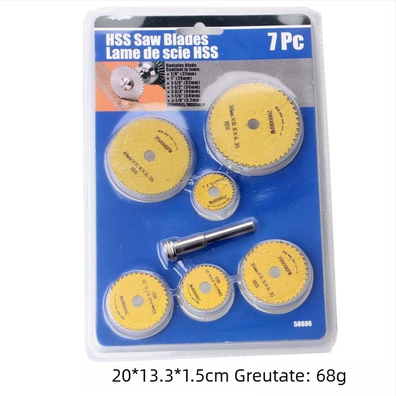 Set de 3 discuri circulare mini pentru bormașină, tăiere ultra-subțire PVC și metal, pentru prelucrare lemnoasă