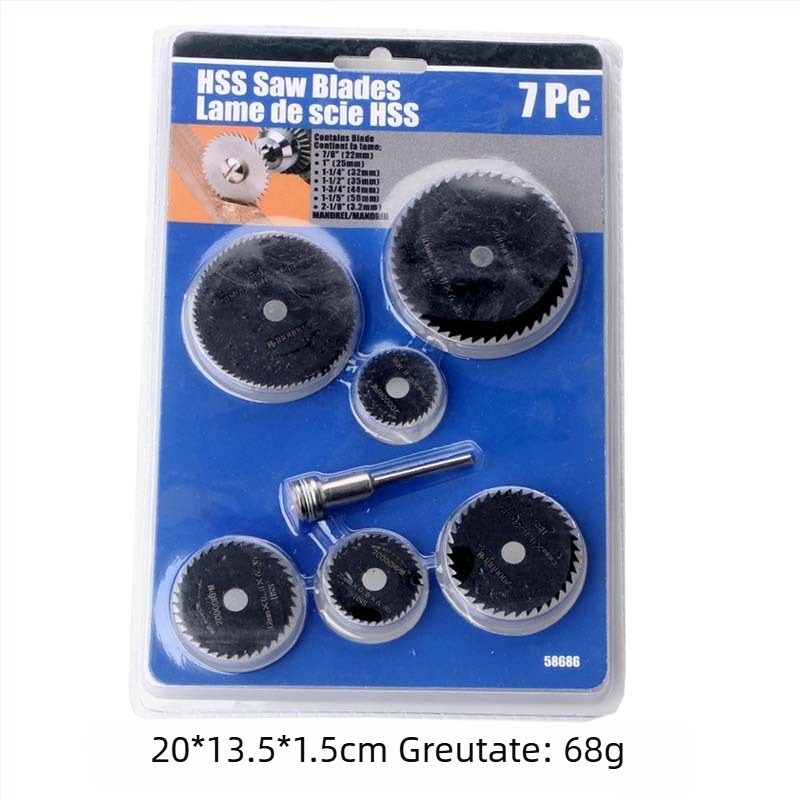 Set de 3 discuri circulare mini pentru bormașină, tăiere ultra-subțire PVC și metal, pentru prelucrare lemnoasă