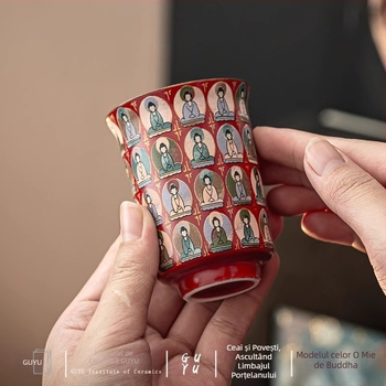 Cească ceramică Dunhuang Thousand Buddha – pentru uz personal, ceașcă unică, set de ceai Kung Fu, stil chinezesc