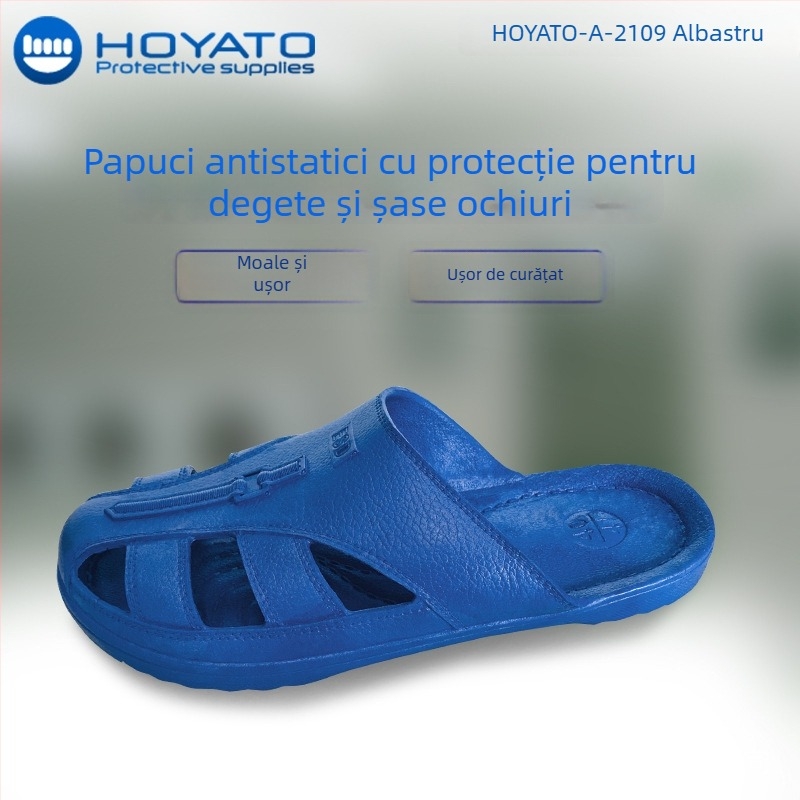 Pantofi de lucru antistatice, fără praf, confortabili, protecție pentru degete, respirabili, talpă moale, antiderapante, cu șase găuri pentru șireturi