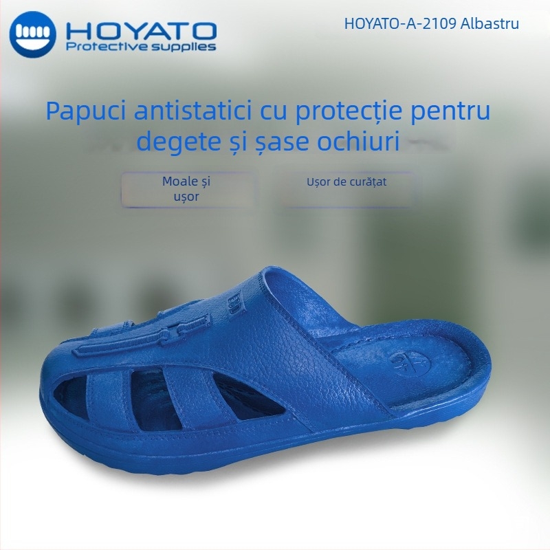 Pantofi de lucru antistatice, fără praf, confortabili, protecție pentru degete, respirabili, talpă moale, antiderapante, cu șase găuri pentru șireturi