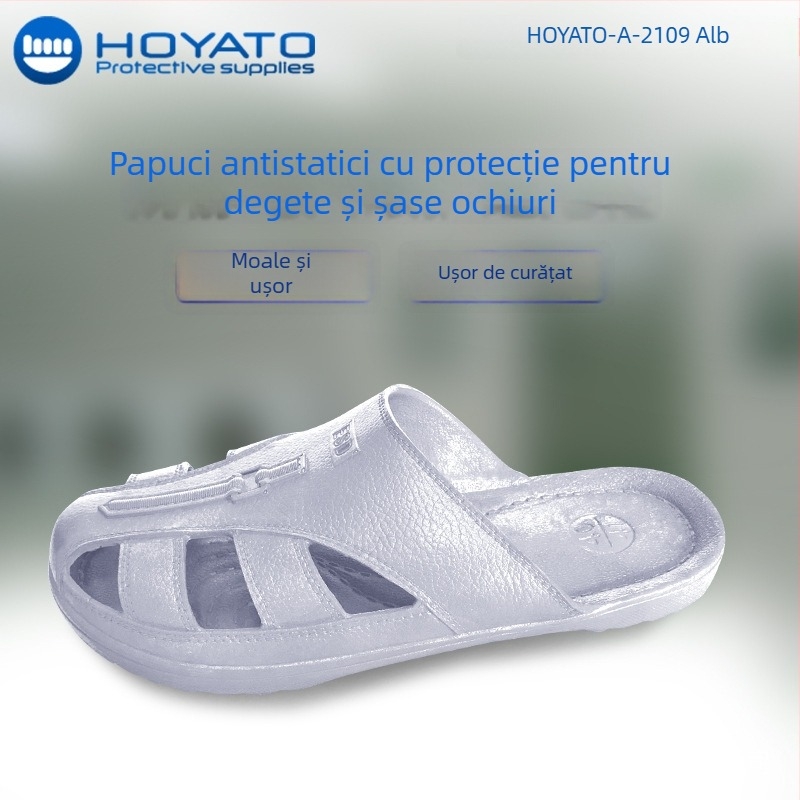 Pantofi de lucru antistatice, fără praf, confortabili, protecție pentru degete, respirabili, talpă moale, antiderapante, cu șase găuri pentru șireturi