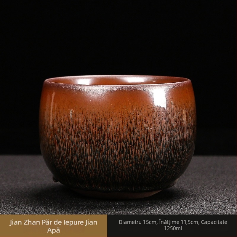 Jianyang Jianzhan: glazură minerală originală, ceramică lucrată manual, corp din fier, ars cu lemn, textură păr de iepure, Kirin albastru, ceașcă Tianmu pentru spălatul ceaiului, intrare apă, vas pentru zaț de ceai