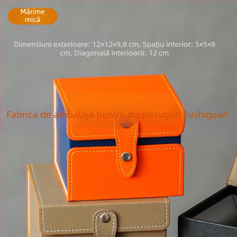 Set de ceai din piele portocalie cu ceașcă Jianzhan, ceainic din lut purpuriu, cutie brocard, ceașcă de degustare și cutie de depozitare