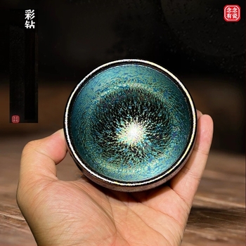 Ceașcă Jian Zhan colorată, ceașcă mare pentru ceai, ceramică cu glazură Tenmoku