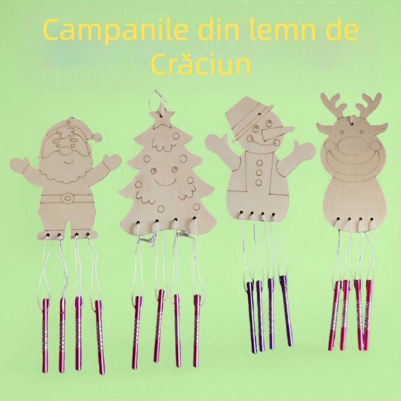 Kit DIY pentru clopoței din lemn pentru copii — clopoței din lemn fabricați manual, pachet de materiale, dimensiuni 15×30 cm
