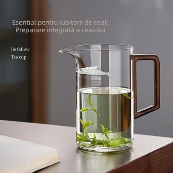 Ceșcuță de ceai din sticlă borosilicat rezistentă la căldură, cu filtru și divizor pentru ceai, formă semilună, set pentru ceai verde, în stil chinezesc nou
