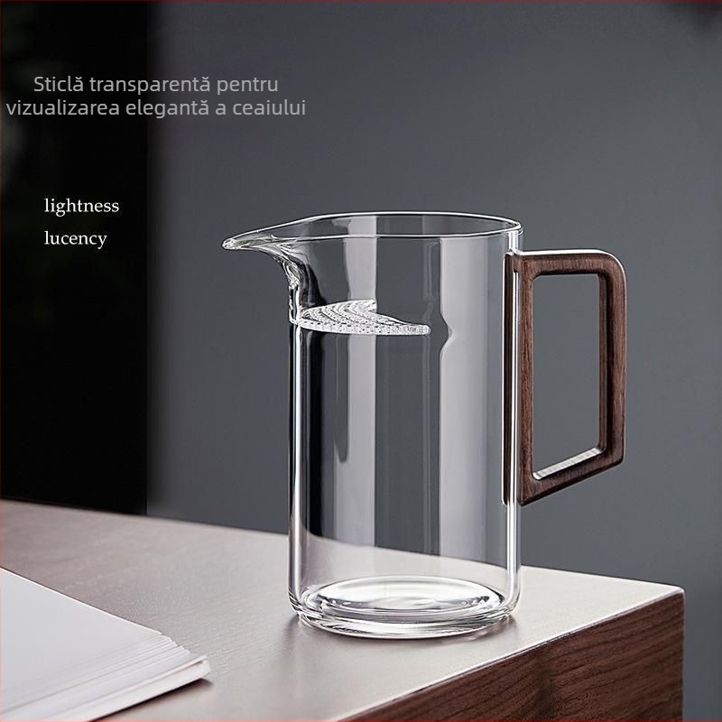Ceșcuță de ceai din sticlă borosilicat rezistentă la căldură, cu filtru și divizor pentru ceai, formă semilună, set pentru ceai verde, în stil chinezesc nou