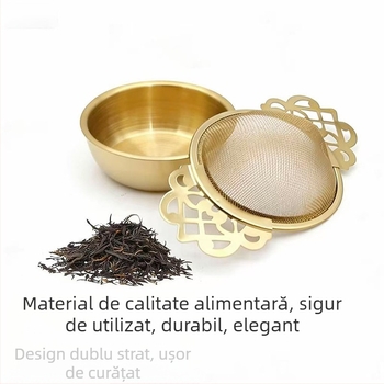 Filtru de ceai din oțel inoxidabil 304, margine dantelată, pentru ceainic