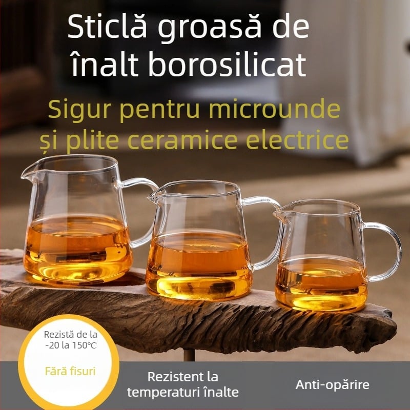 Set Gongfu de ceai: cană de distribuție din sticlă cu ceainic drept, pentru prepararea ceaiului acasă, filtru din oțel inox, dozator de ceai